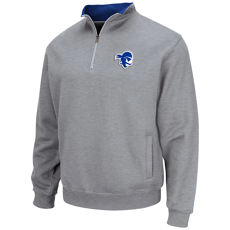 Sweat-shirt zippé quart de tour pour homme, gris chiné, l'équipe Seton Hall Pirates Tortugas