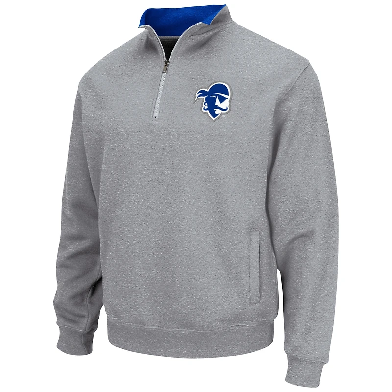 Men's Colosseum Heathered Gray Seton Hall Pirates Tortugas Team Logo Quarter-Zip Jacket