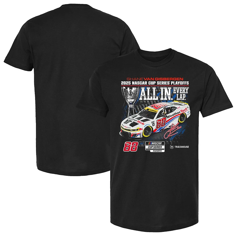 T-shirt noir à damier pour homme, Shane van Gisbergen, Series éliminatoires NASCAR Cup 2025, WeatherTech All