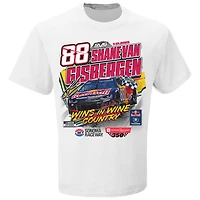 T-shirt blanc à damier pour homme, Shane van Gisbergen, vainqueur de la course Toyota/SaveMart 350 2025