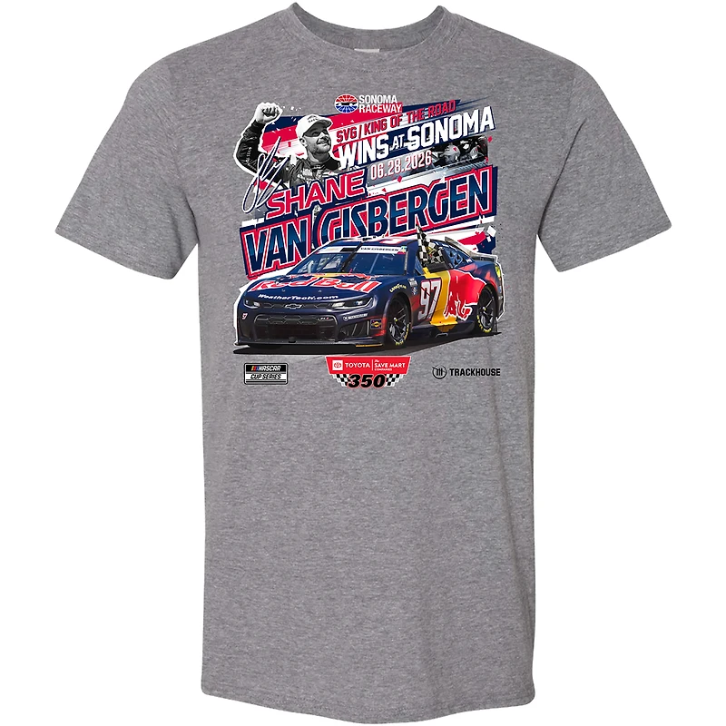Men's Classic Ink Heather Gray Shane van Gisbergen Toyota/Save Mart 350 Race Winner T-Shirt