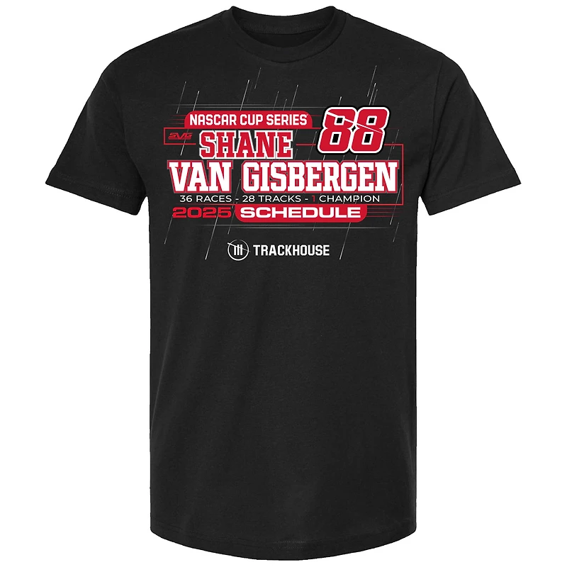 Men's Trackhouse Racing Team Collection Black Shane van Gisbergen 2025 NASCAR Cup Series Schedule T-Shirt