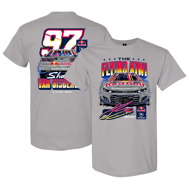 Men's Trackhouse Racing Team Collection Gray Shane van Gisbergen #97 Red Bull Flying Kiwi T-Shirt