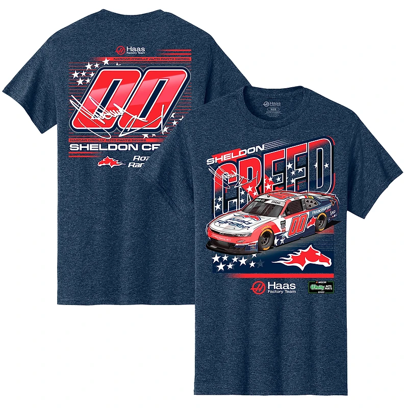 Men's Haas Factory Team Heather Navy Sheldon Creed Road Ranger T-Shirt