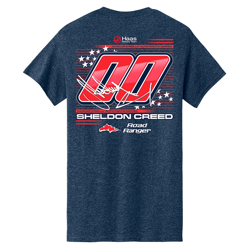 Men's Haas Factory Team Heather Navy Sheldon Creed Road Ranger T-Shirt