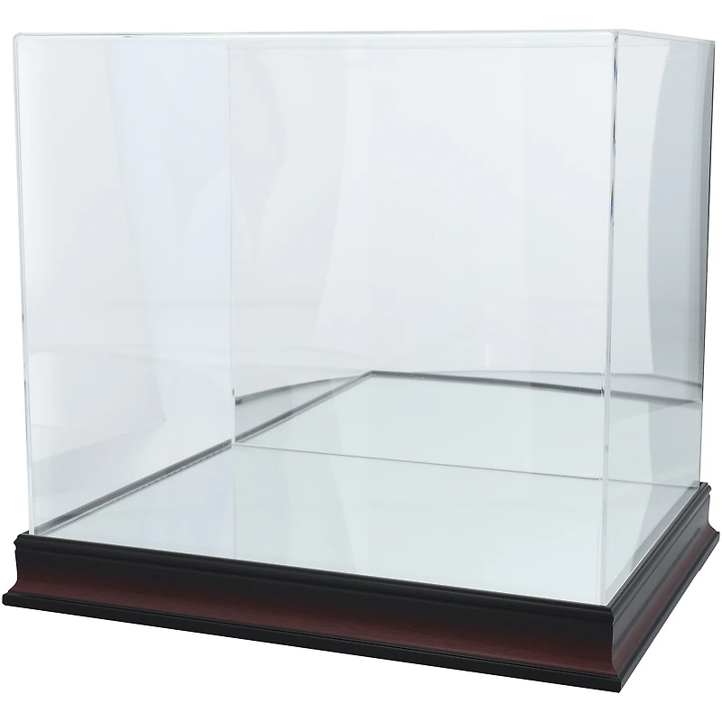 Antique Mahogany Helmet Display Case with Mirror Back - UV Protected