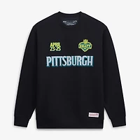 Men's Mitchell & Ness  Black Shield Merchandise NFL Draft Mineral Wash Sweatshirt
