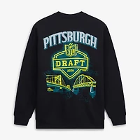 Men's Mitchell & Ness  Black Shield Merchandise NFL Draft Mineral Wash Sweatshirt