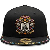 Men's New Era Black NFL Hasta La Muerte 59FIFTY Fitted Hat