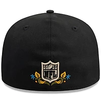 Men's New Era Black NFL Hasta La Muerte 59FIFTY Fitted Hat