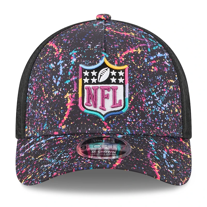 Casquette ajustable 9FORTY NFL Crucial Catch 2025 New Era pour homme avec logo Black Shield