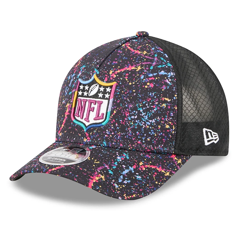 Casquette ajustable 9FORTY NFL Crucial Catch 2025 New Era pour homme avec logo Black Shield