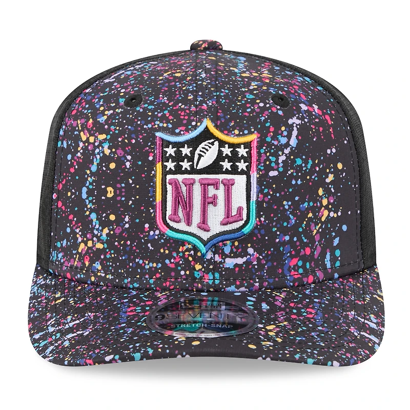 Casquette ajustable New Era 9SEVENTY avec logo Black Shield 2025 NFL Crucial Catch pour homme
