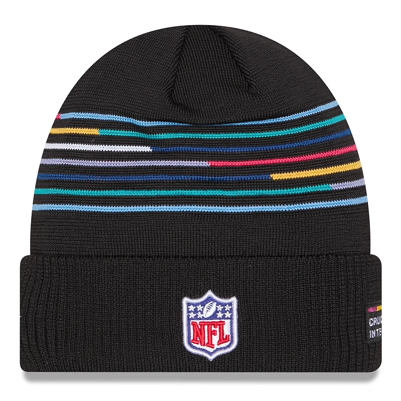 Men's New Era Black Shield Logo 2025 NFL Crucial Catch Cuffed Knit Hat