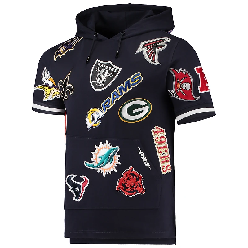 Men's Pro Standard Navy NFL League Wordmark Short Sleeve Pullover Hoodie