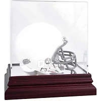 Présentoir pour mini casque de football américain Fantasy NFL avec logo de l'équipe en acajou