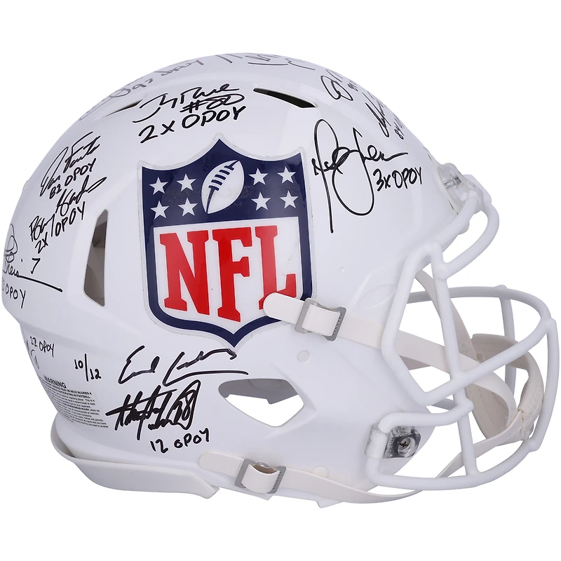 NFL Offensive Players of the Year Autographed Riddell NFL Shield White Speed Authentic Helmet with 16 Signatures & Multiple Inscriptions - Limited Edition of 12