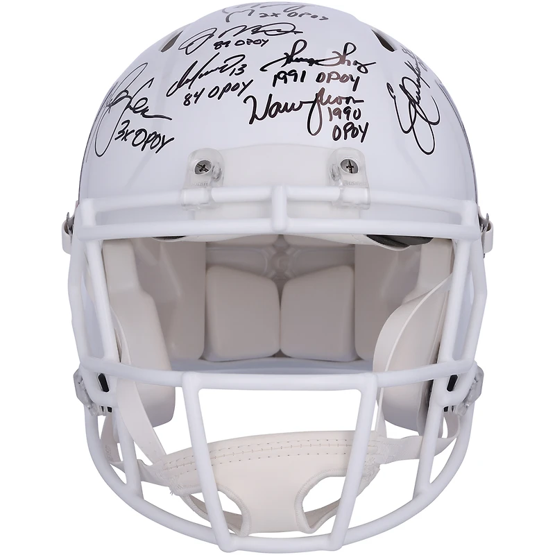 NFL Offensive Players of the Year Autographed Riddell NFL Shield White Speed Authentic Helmet with 16 Signatures & Multiple Inscriptions - Limited Edition of 12