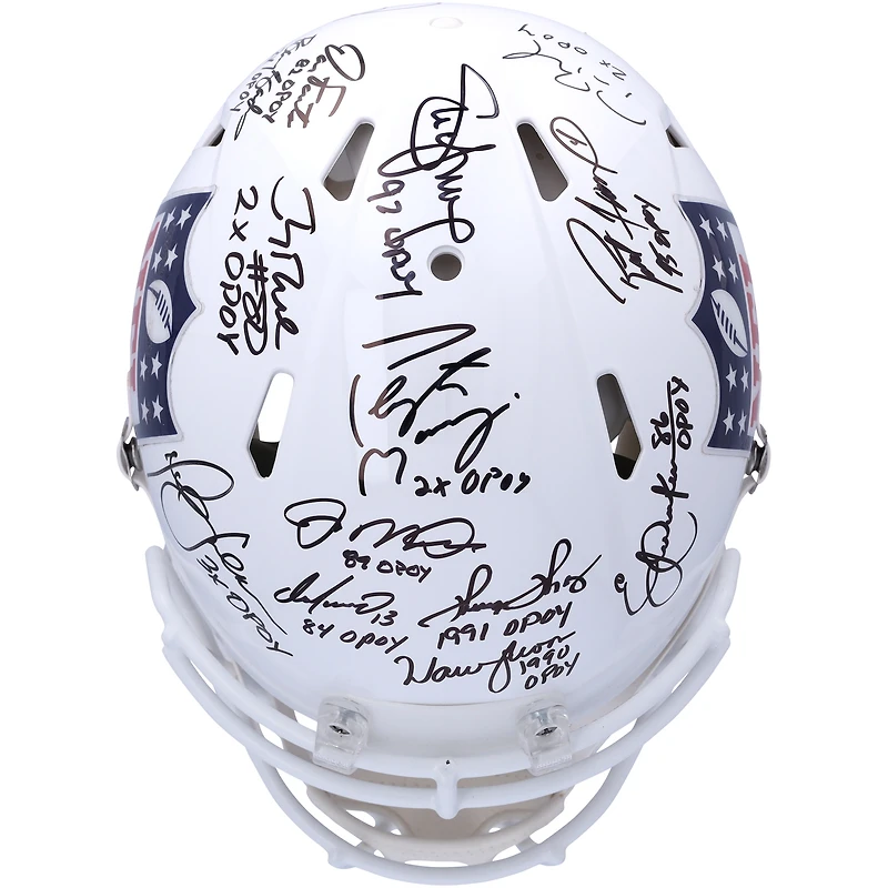 NFL Offensive Players of the Year Autographed Riddell NFL Shield White Speed Authentic Helmet with 16 Signatures & Multiple Inscriptions - Limited Edition of 12