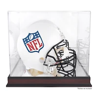 Vitrine de présentation du logo du casque NFL Shield en acajou avec dos miroir
