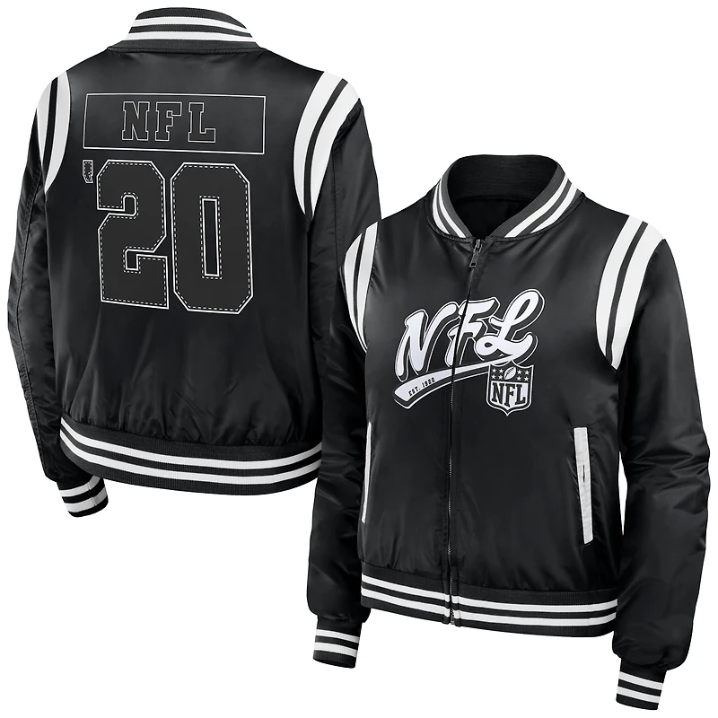 Veste aviateur entièrement zippée WEAR by Erin Andrews Black Shield Merchandise pour femme