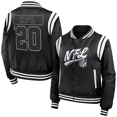 Veste aviateur entièrement zippée WEAR by Erin Andrews Black Shield Merchandise pour femme
