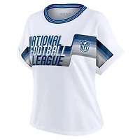 Women's WEAR by Erin Andrews White NFL Cropped Center Stripe Dolman T-Shirt