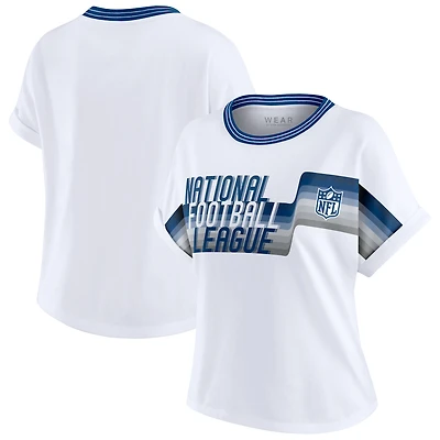 T-shirt court blanc à rayures centrales NFL pour femme WEAR by Erin Andrews