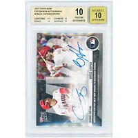 Shohei Ohtani & Bryce Harper Autographed 2021 Topps Now Dual Auto Superstars Add 2021 MLB MVP Awards To Decorated Careers #OS-42A #93/99 BGS Authenticated 10/10 Card - 9.5,10,10,10 Subgrades