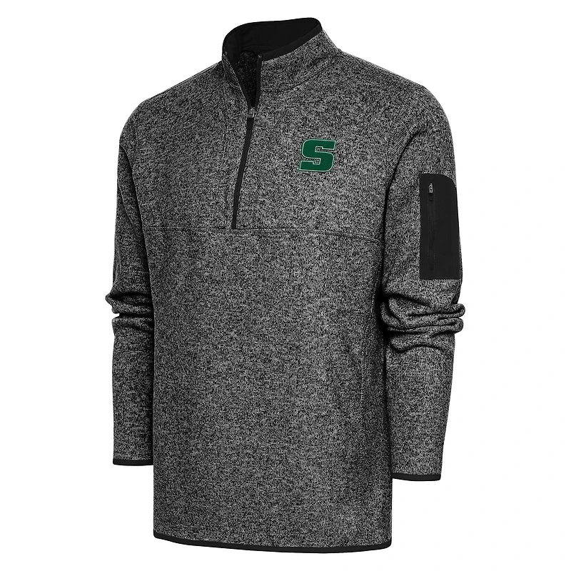 Veste à enfiler quart de zip Antigua Heather Black Slippery Rock Pride pour homme, grande et taille