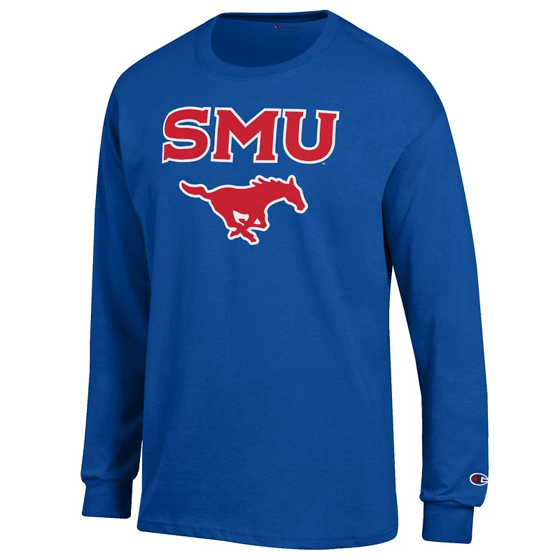 T-shirt à manches longues pour homme Champion Royal SMU Mustangs Arch Over Logo
