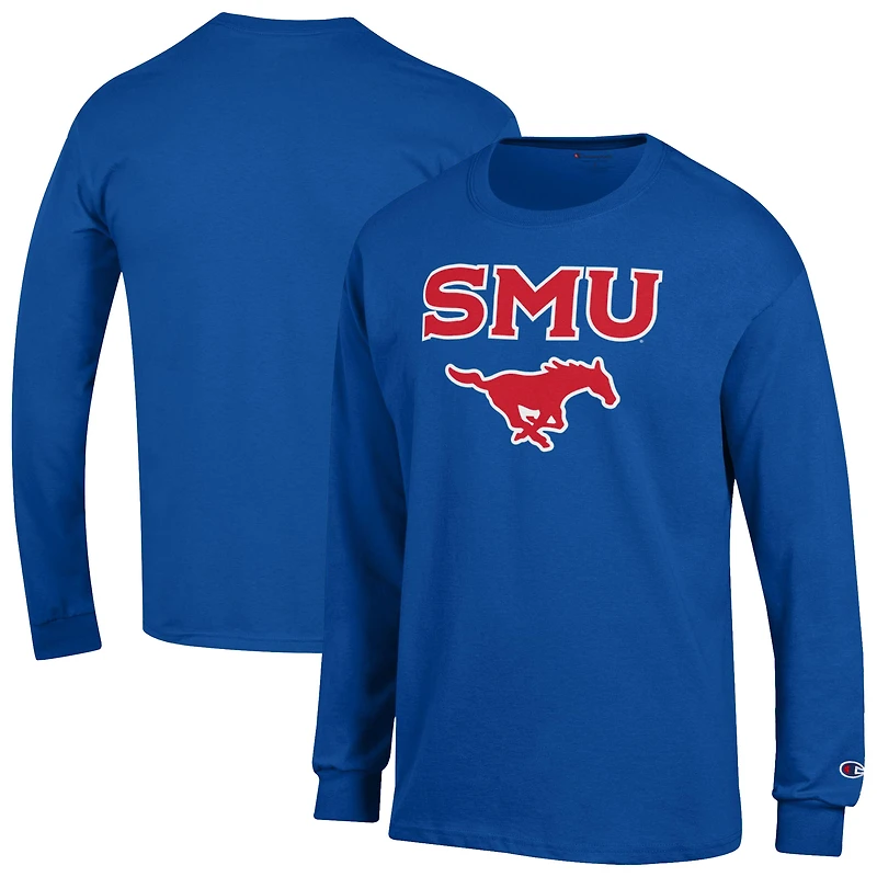 T-shirt à manches longues pour homme Champion Royal SMU Mustangs Arch Over Logo