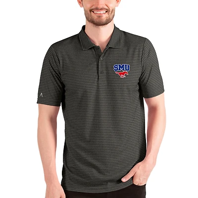 Men's Antigua Heathered Black/Silver SMU Mustangs Esteem Polo