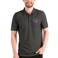 Men's Antigua Heathered Black/Silver SMU Mustangs Esteem Polo