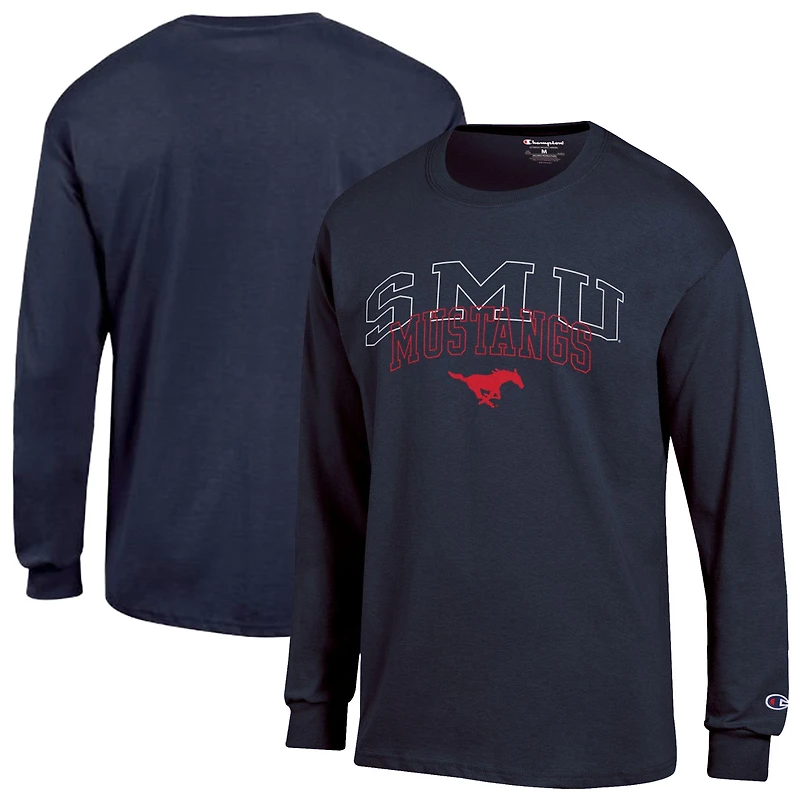 Men's Champion Navy SMU Mustangs Team Long-Sleeve T-Shirt