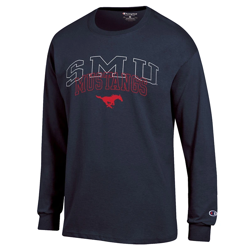 Men's Champion Navy SMU Mustangs Team Long-Sleeve T-Shirt