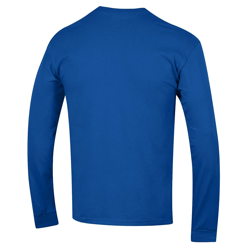 Men's Champion  Royal SMU Mustangs Arch Over Logo 2-Hit Long Sleeve T-Shirt