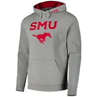 Men's Colosseum Heathered Gray SMU Mustangs Arch and Logo Pullover Hoodie