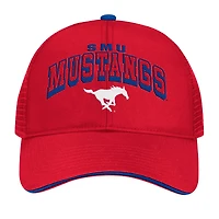 Casquette réglable Colosseum Red SMU Mustangs Wyatt Primary Team Trucker pour hommes