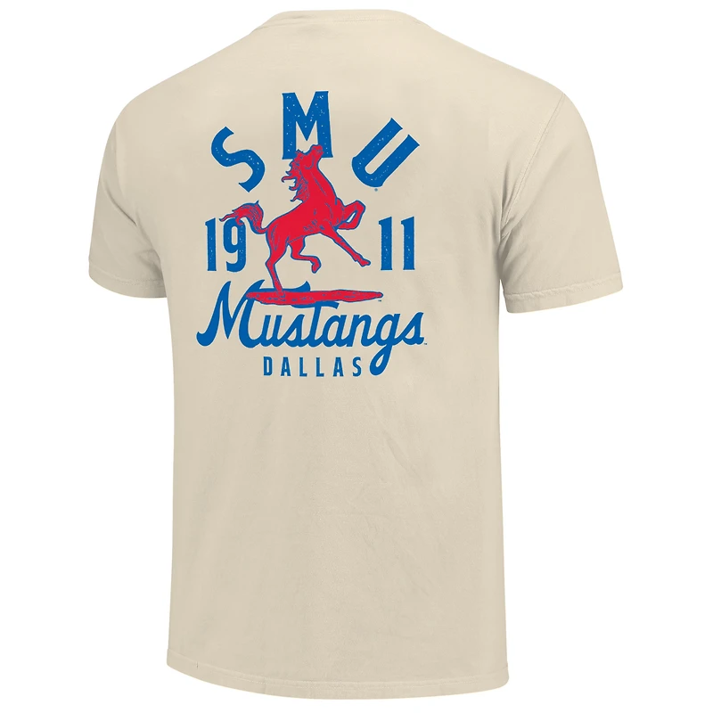 T-shirt crème pour homme avec logo de la mascotte des Mustangs SMU