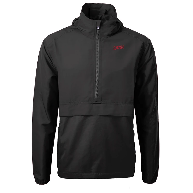 Veste anorak demi-zip écologique recyclée pour homme, noire, SMU Mustangs Vault Charter, Cutter & Buck