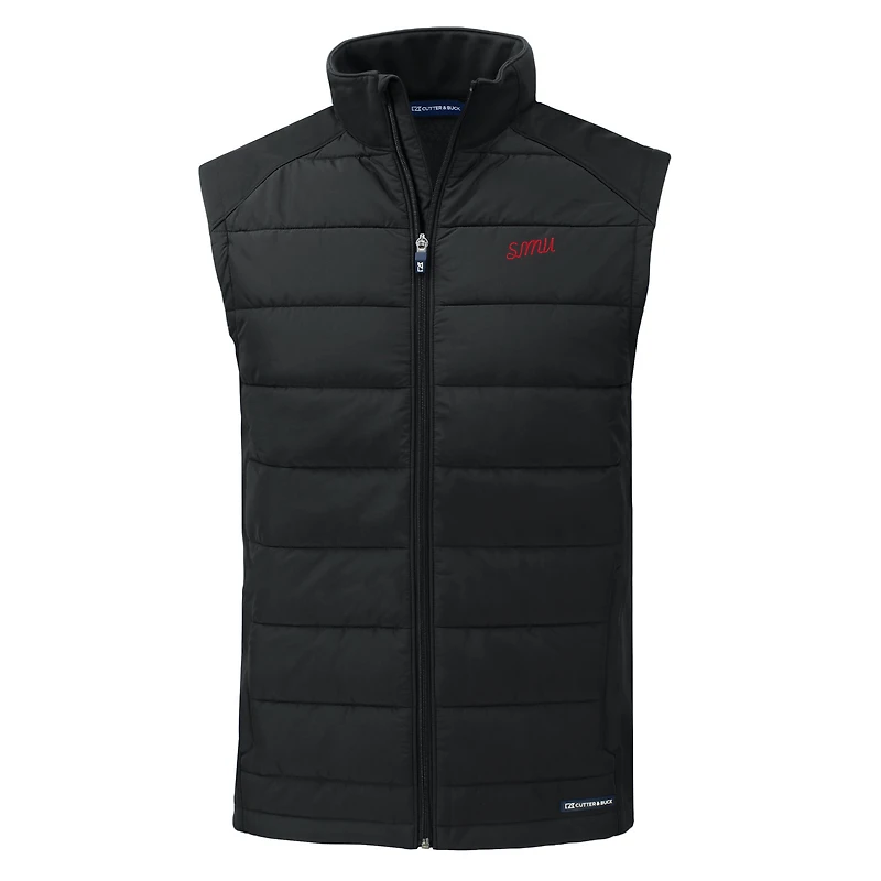 Gilet hybride en softshell recyclé entièrement zippé pour homme, noir, SMU Mustangs Vault Evoke