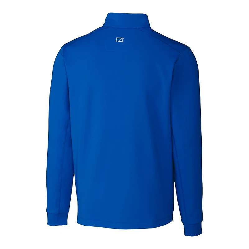 Pull zippé quart de tour DryTec Traverse extensible pour homme, bleu SMU Mustangs Cutter & Buck