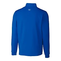 Pull zippé quart de tour DryTec Traverse extensible pour homme, bleu SMU Mustangs Cutter & Buck