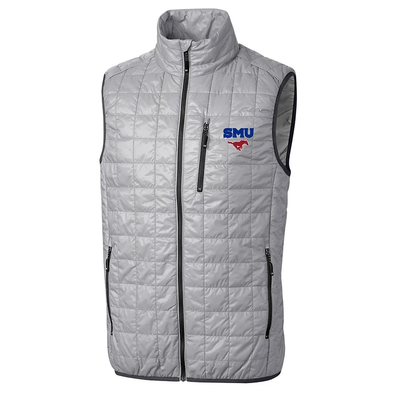 Gilet matelassé entièrement zippé Rainier PrimaLoft Eco pour homme, gris, SMU Mustangs, coupe-vent et buck, taille grande