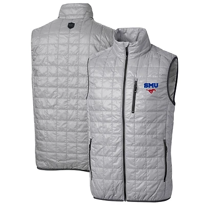 Men's Cutter & Buck Gray SMU Mustangs Big Tall Rainier PrimaLoft Eco Full-Zip Puffer Vest