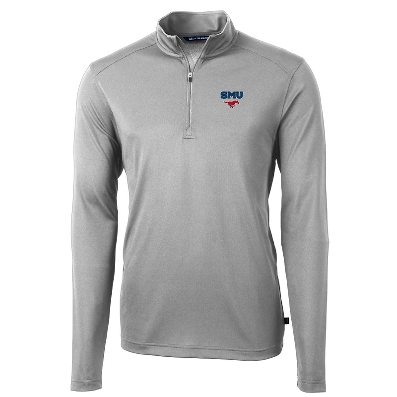 Pull zippé recyclé en piqué écologique pour homme, couleur grise, SMU Mustangs, de la collection Virtue, Mustangs ...