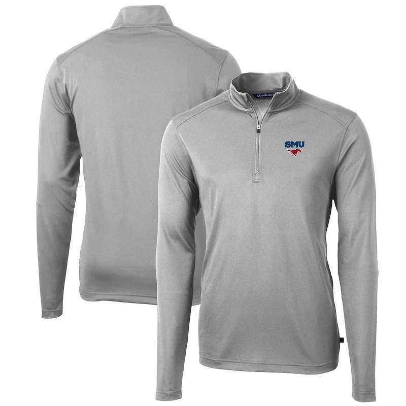 Pull zippé recyclé en piqué écologique pour homme, couleur grise, SMU Mustangs, de la collection Virtue, Mustangs ...