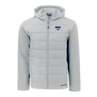 Veste à capuche entièrement zippée en tissu recyclé SMU Mustangs Evoke Hybrid Eco Softshell pour homme, grise, Cutter & Buck