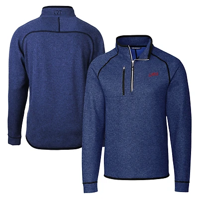 Veste pull-over en tricot raglan demi-zippée pour homme Cutter & Buck Heather Royal SMU Mustangs Vault Mainsail
